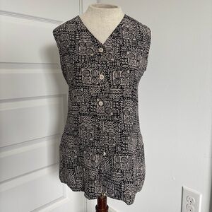 Vintage Sigrid Olsen Black and Cream Textured Vest